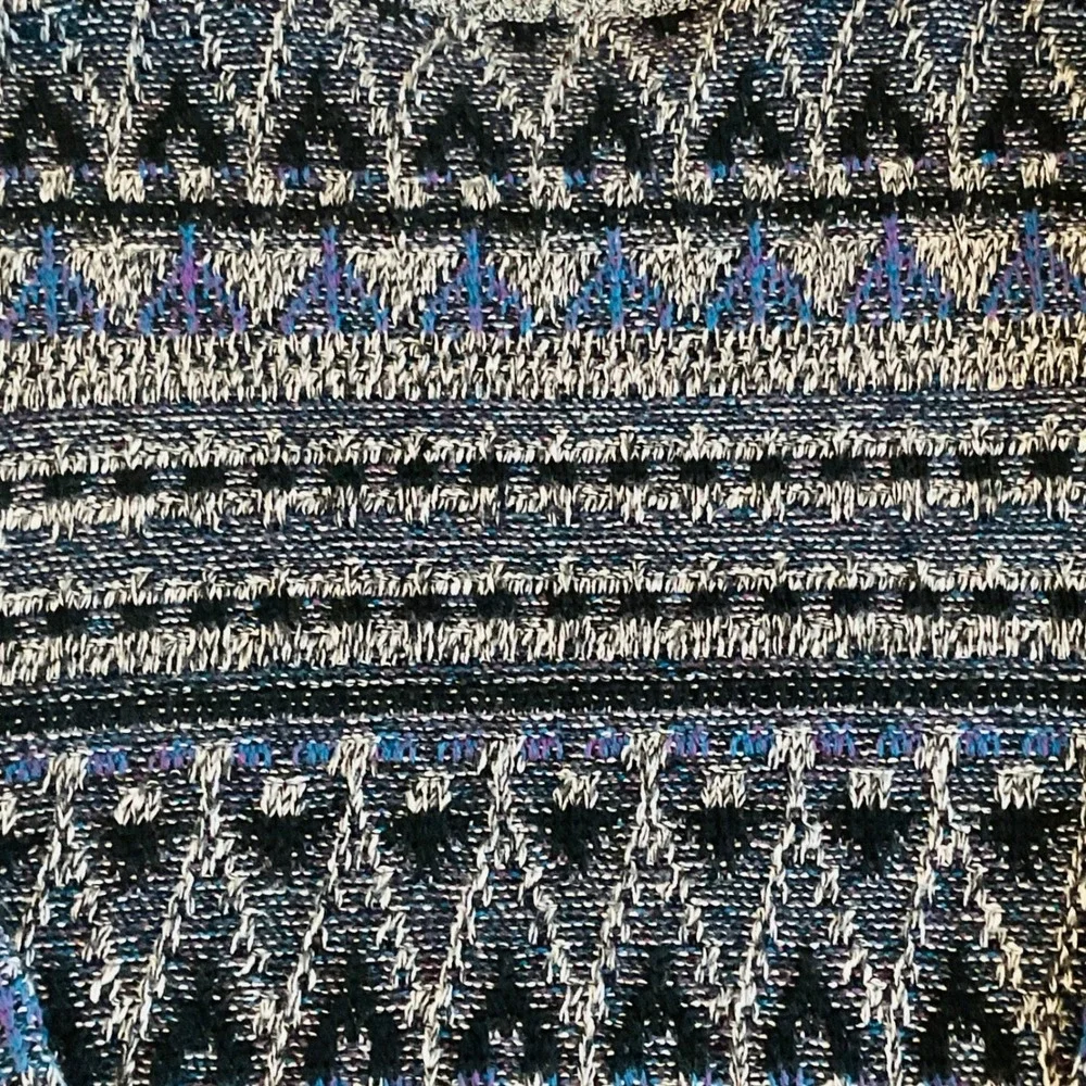 METHOD men's Vtg. sweater 90s retro‎ gray blue black crew neck geometric grandpa